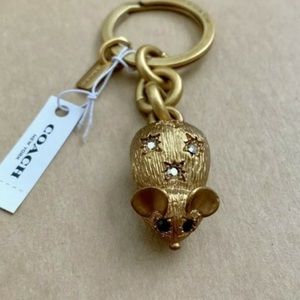 New Coach Accessories Mouse Keychain Gold